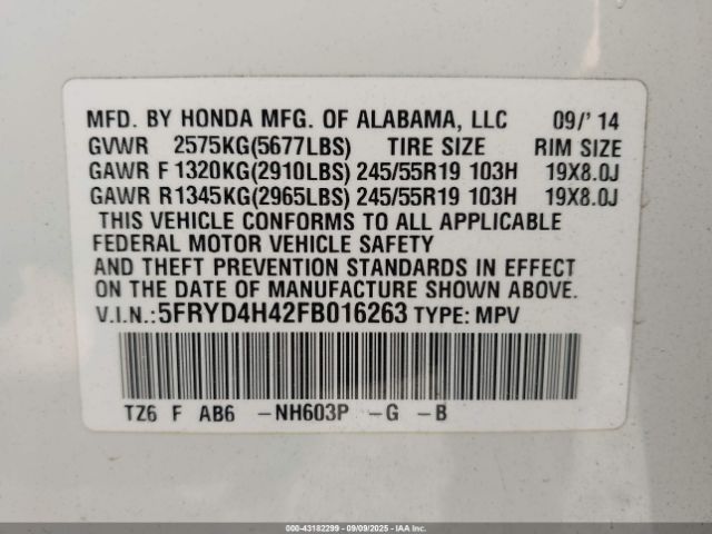 2015 ACURA MDX 5FRYD4H42FB016263 Photo 8