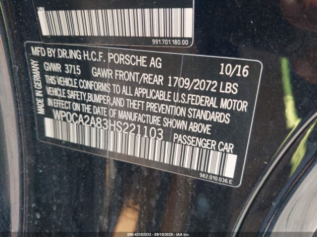 2017 PORSCHE 718 BOXSTER WP0CA2A83HS221103 Photo 8