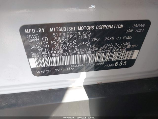 2024 MITSUBISHI OUTLANDER JA4J3VA83RZ043098 Photo 8