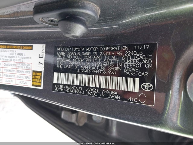 Toyota 2zr-fxe+1nm 2017 JTDKARFP9H3061923 Image 9