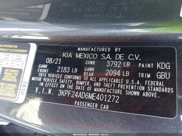 KIA mpi nu 2021 3KPF24AD6ME401272 Image 9