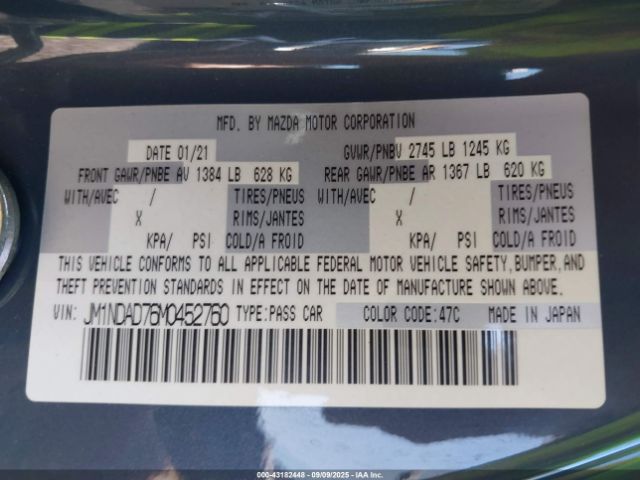 2021 MAZDA MX-5 MIATA JM1NDAD76M0452760 Photo 8