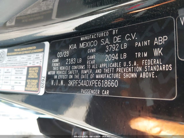 3KPF54ADXPE618660 KIA mpi nu