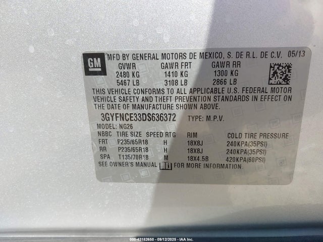 2013 CADILLAC SRX 3GYFNCE33DS636372 Photo 8