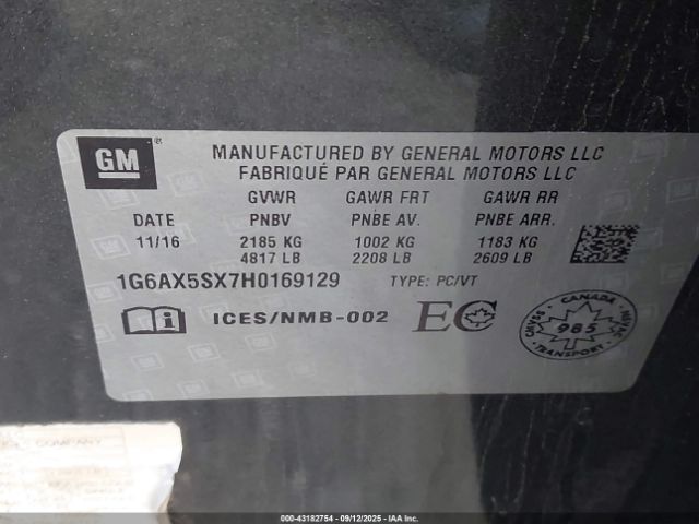2017 CADILLAC CTS 1G6AX5SX7H0169129 Photo 8