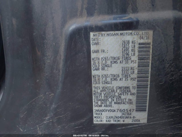 1N6AD0FV0GN760547 Nissan 2016