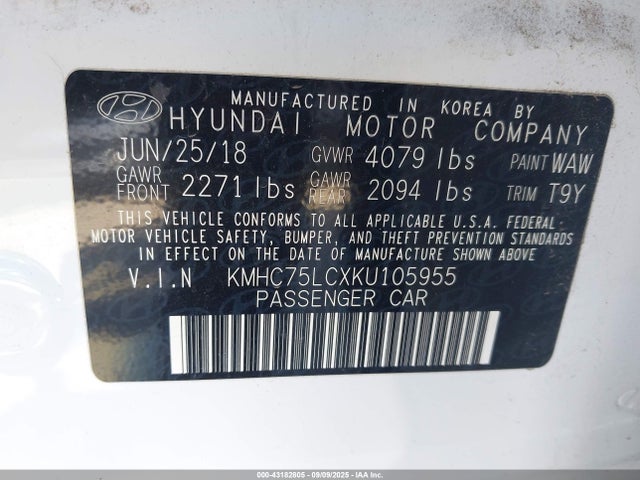 Hyundai Ioniq 2019 KMHC75LCXKU105955 Image 22