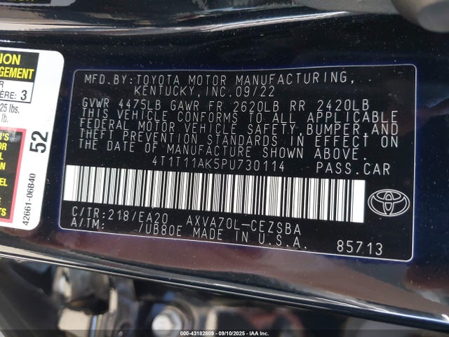 4T1T11AK5PU730114 Toyota a25a-fks