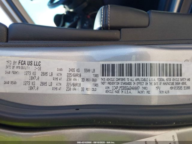 2016 JEEP CHEROKEE 1C4PJMDB9GW240007 Photo 8