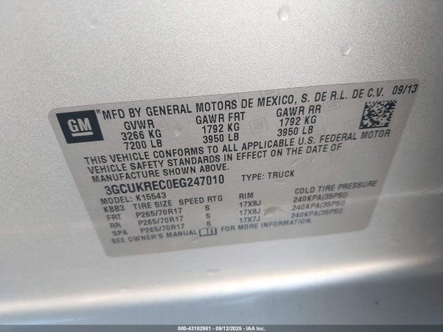 2014 CHEVROLET SILVERADO 1500 3GCUKREC0EG247010 Photo 8