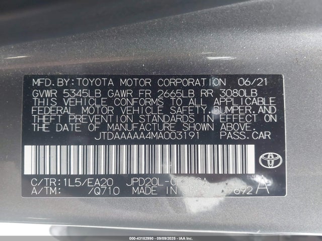 Toyota 3km 2021 JTDAAAAA4MA003191 Image 9