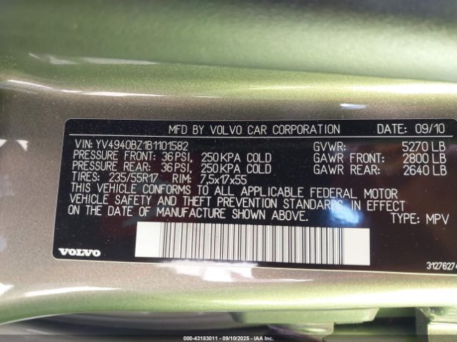 2011 VOLVO XC70 YV4940BZ1B1101582 Photo 8