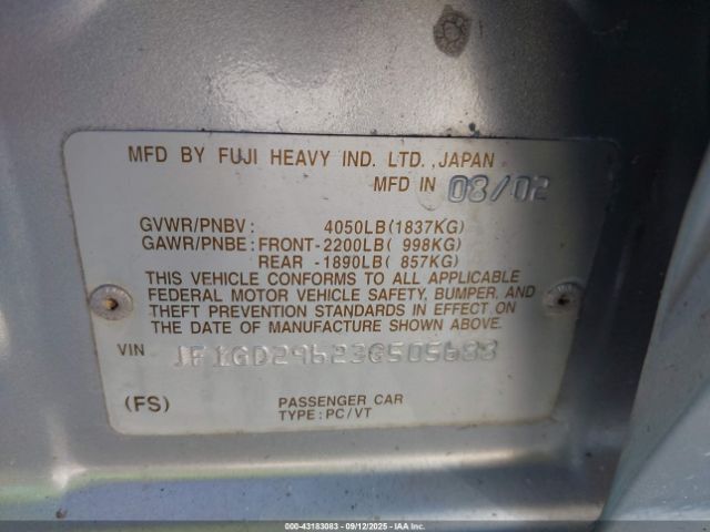 2003 SUBARU IMPREZA JF1GD29623G505688 Photo 8