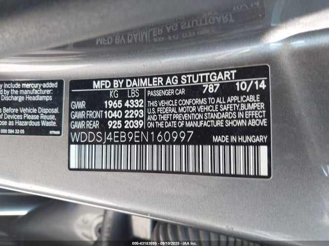 WDDSJ4EB9EN160997 Mercedes-Benz CLA-Class