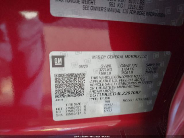 2020 GMC SIERRA 1500 1GTU9DED4LZ297087 Photo 8