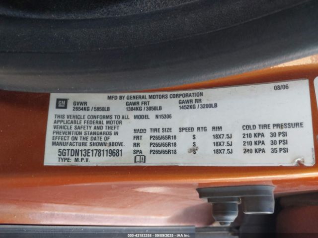 2007 HUMMER H3 SUV 5GTDN13E178119681 Photo 8