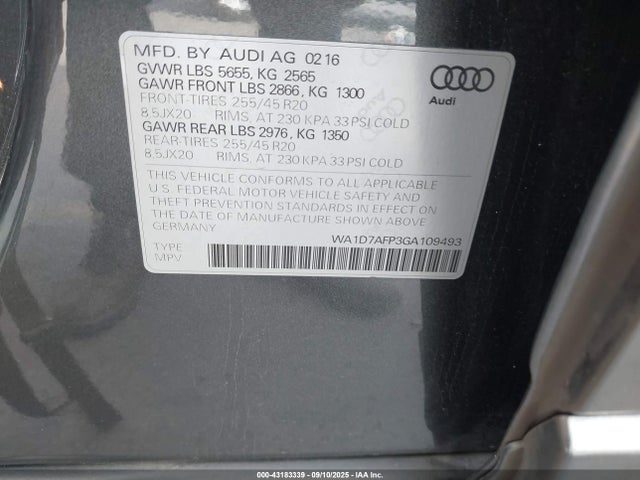 2016 AUDI Q5 WA1D7AFP3GA109493 Photo 8