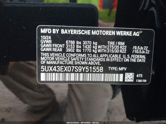 5UX43EX07S9Y51558 BMW 2025