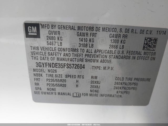 2015 CADILLAC SRX 3GYFNDE35FS572604 Photo 8