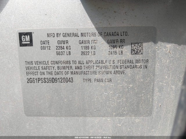 2013 CADILLAC XTS 2G61P5S39D9120043 Photo 8