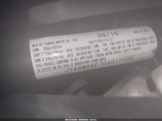 Yamaha FZ07 2016 JYARM06E7GA010958 Image 10