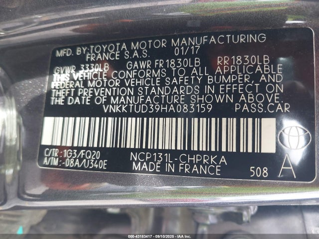 Toyota 1nz-fe 2017 VNKKTUD39HA083159 Image 9