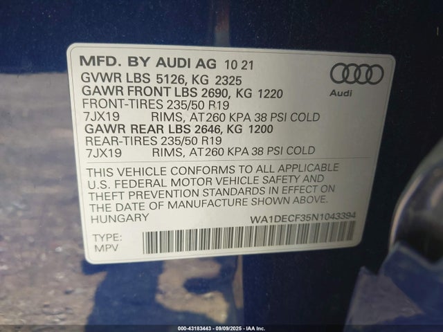 2022 AUDI Q3 WA1DECF35N1043394 Photo 8