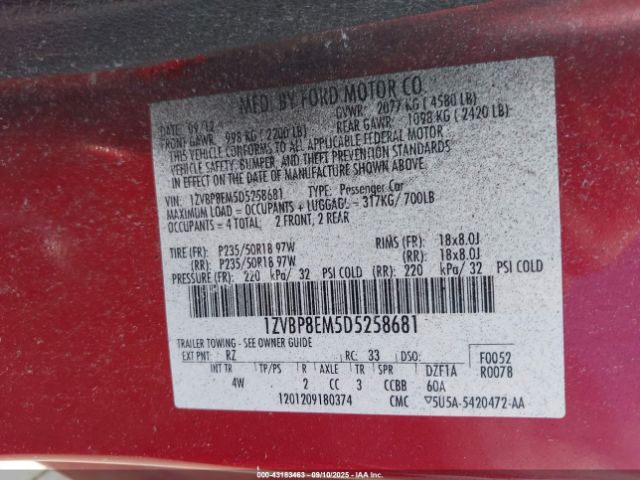 2013 FORD MUSTANG 1ZVBP8EM5D5258681 Photo 8