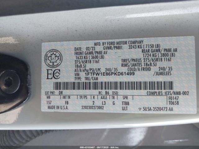 2023 FORD F-150 1FTFW1E86PKD61499 Photo 8