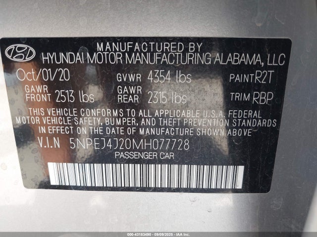5NPEJ4J20MH077728 Hyundai t-gdi gamma ii