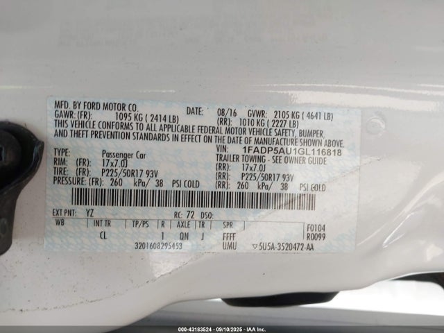 1FADP5AU1GL116818 Ford 2016