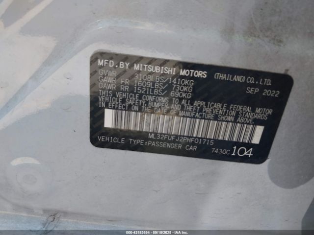 2023 MITSUBISHI MIRAGE G4 ML32FUFJ2PHF01715 Photo 8