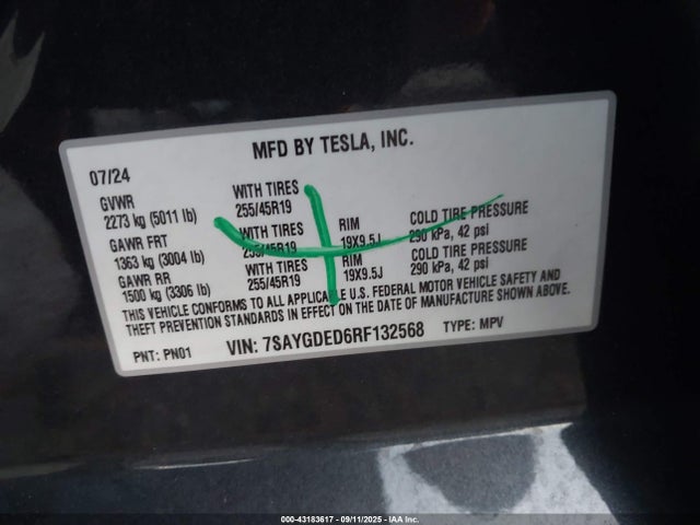 2024 TESLA MODEL Y 7SAYGDED6RF132568 Photo 8
