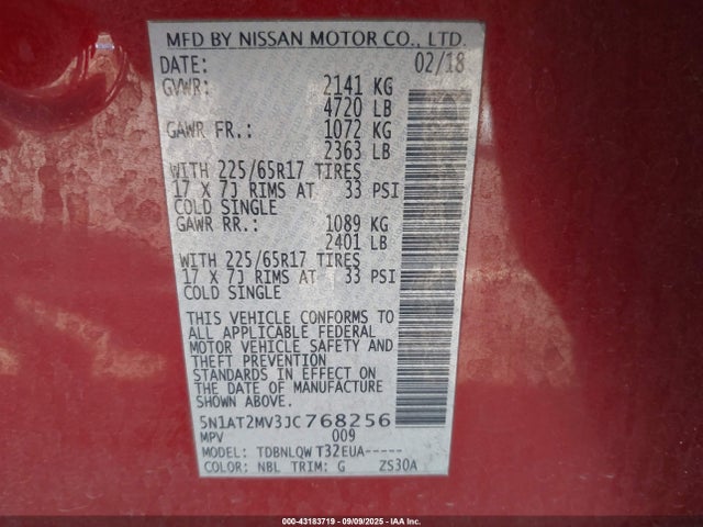 5N1AT2MV3JC768256 Nissan Rogue