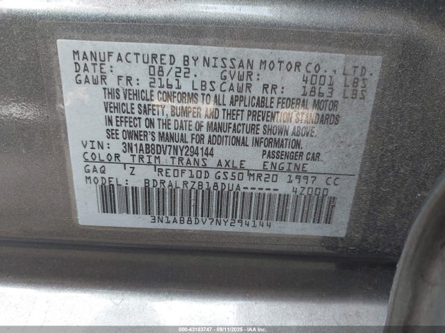 Nissan Sentra Sr Xtronic Cvt 2022 3N1AB8DV7NY294144 Image 9