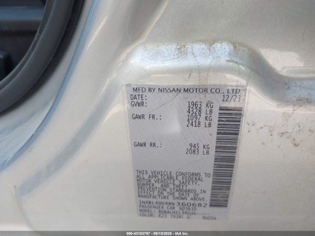 1N4BL4DV4RN360682 Nissan Altima Sv Fwd
