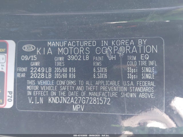 KNDJN2A27G7281572 KIA gdi gamma