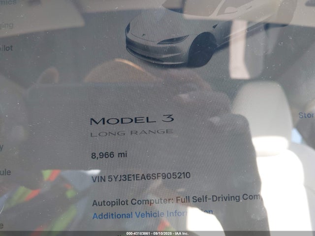 2025 TESLA MODEL 3 5YJ3E1EA6SF905210 Photo 6