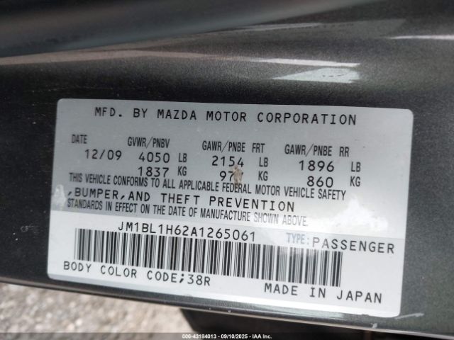2010 MAZDA MAZDA3 JM1BL1H62A1265061 Photo 8