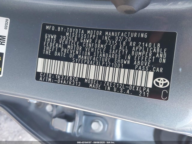 5YFEPRAEXLP121001 Toyota 2zr-fae