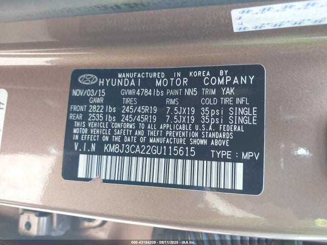Hyundai 2016 2016 KM8J3CA22GU115615 Image 9