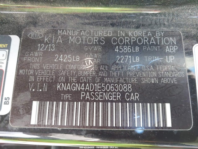 KNAGN4AD1E5063088 KIA dohc mpi theta ii