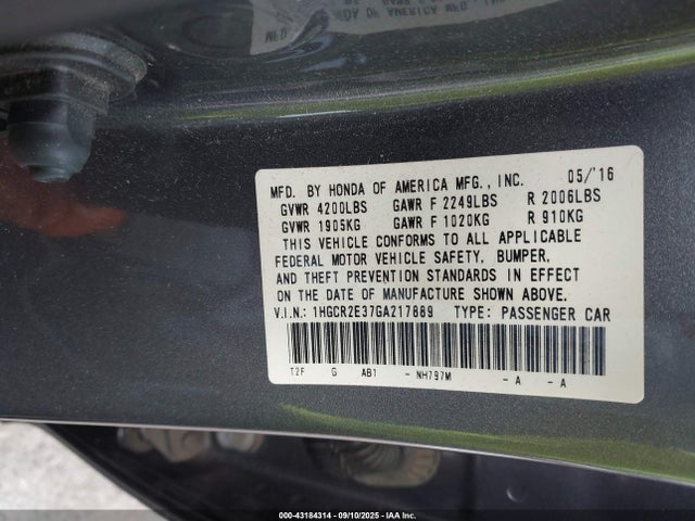 1HGCR2E37GA217889 Honda k24w1
