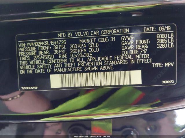 2020 VOLVO XC90 YV4102PK9L1544726 Photo 8