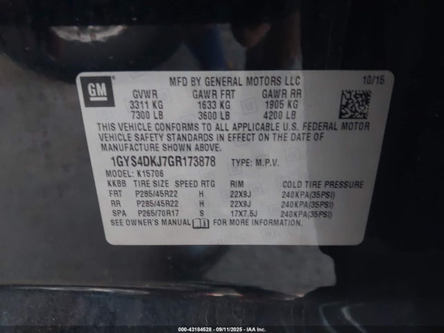 2016 CADILLAC ESCALADE 1GYS4DKJ7GR173878 Photo 8