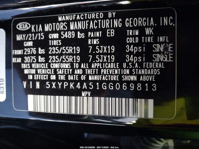 5XYPK4A51GG069813 KIA dohc gdi lambda ii
