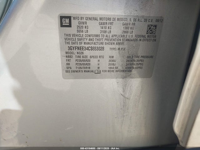 2012 CADILLAC SRX 3GYFNEE34CS653028 Photo 8