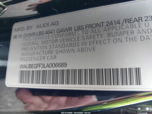 2020 AUDI A3 WAUBEGFF3LA006689 Photo 8