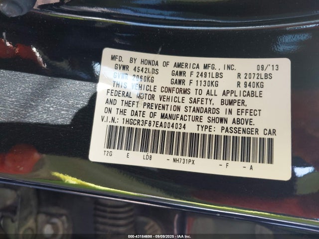 Honda j35y1 2014 1HGCR3F87EA004034 Image 9