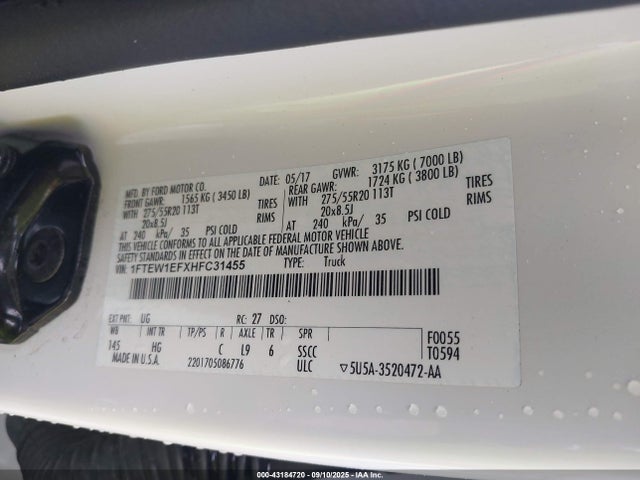 Ford 5.0l-4v 2017 1FTEW1EFXHFC31455 Image 9